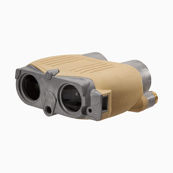 Defense binoculars with a beige custom plastic housing by Xcentric