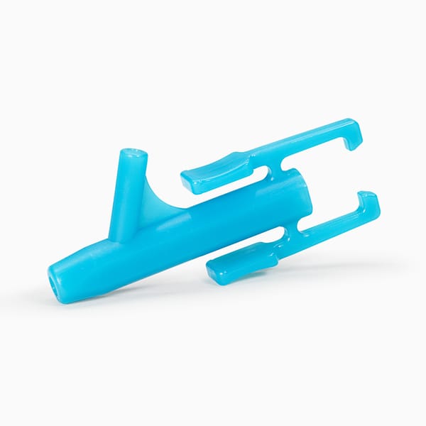 Blue medical fluid delivery component by Xcentric